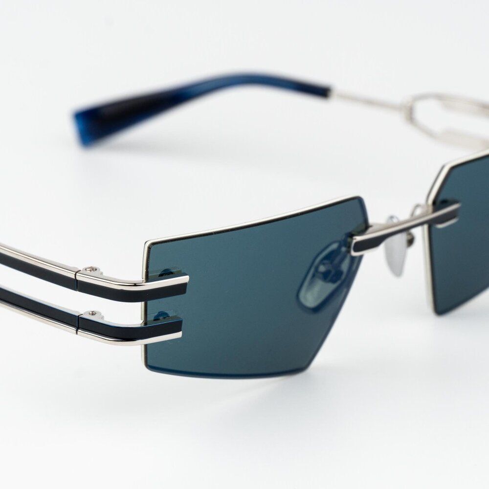 Balmain Women Sunglasses Titanium Silver Blue Mirror Geometric FIXE BPS-123E-54 - Picture 10 of 13